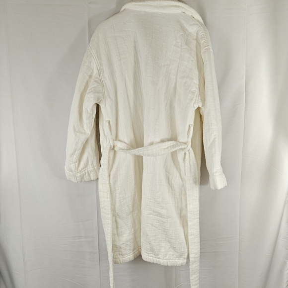 SOld Pottery Barn Cotton Linen Blend Robe In Cream Size Medium - Picture 9 of 10
